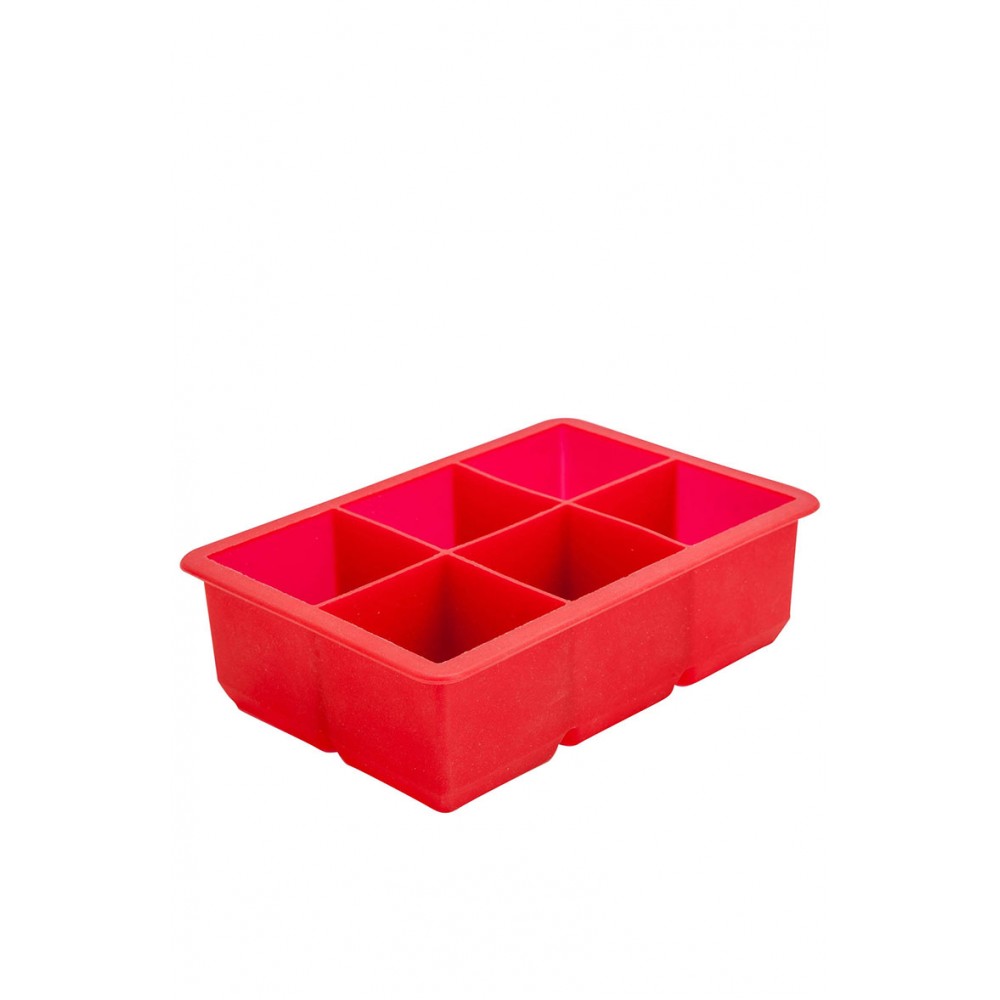 6 Cavity Silicone Ice Cube Mould 2 Inch Square (red) (3350)