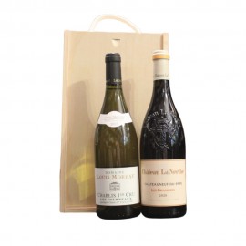 2 Bottle Chablis Rhone Wooden Gift Set