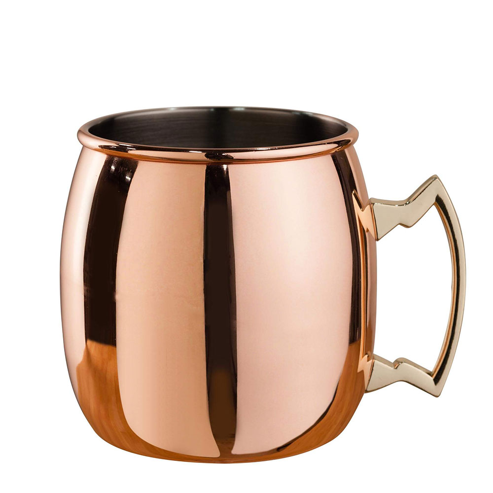 Copper Plated Curved Moscow Mule Mug - Brass Handle (3667)
