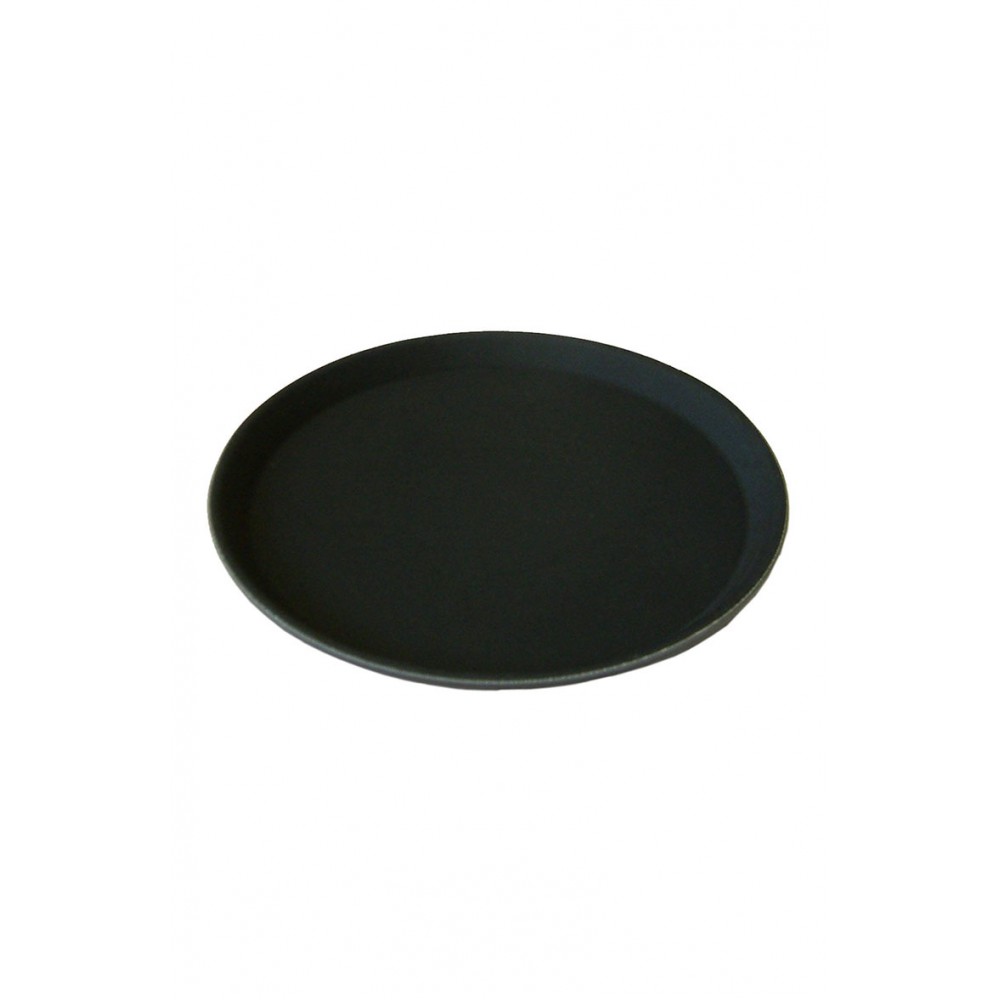 16 Inch Round Black Plastic Non Slip Tray