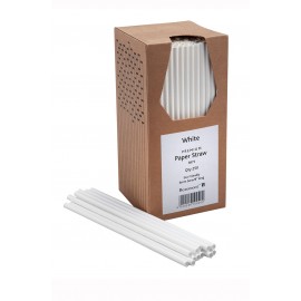 8 Inch 6mm Bore Paper Straw - White Pk 250 (3875)