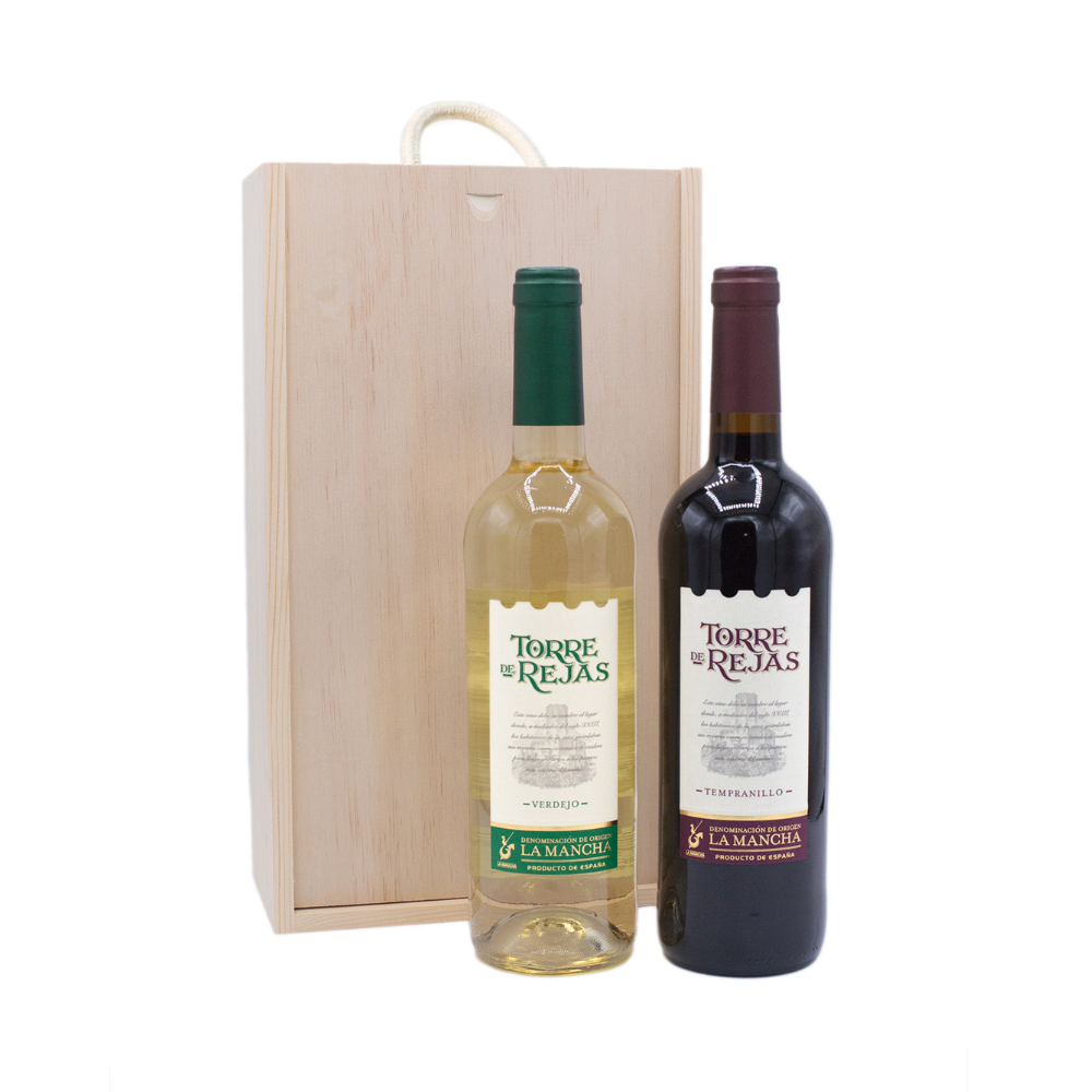 Two Bottle Torre De Rejas Wood Gift Set